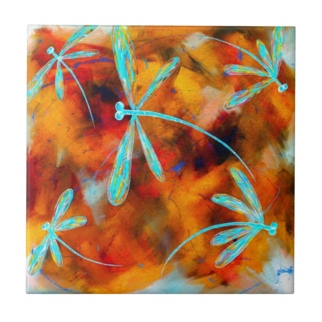 Azulejo De Cerâmica Flit do deserto da libélula (Frente)