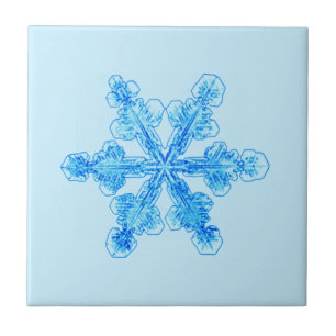 Azulejo De Cerâmica Floco de neve azul-inverno