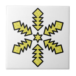 Azulejo De Cerâmica Floco de Neve Brilhante - Estrela Amarela