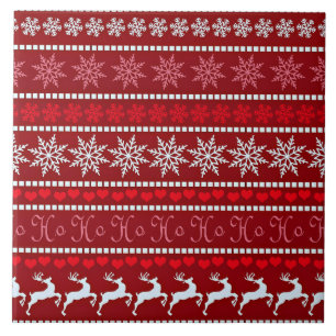 Azulejo De Cerâmica Floco de neve festivo e Design de Reindeer