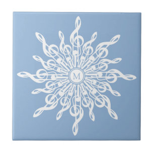 Azulejo De Cerâmica Floco de neve G-Clef (Monograma Ornamental) de Inv