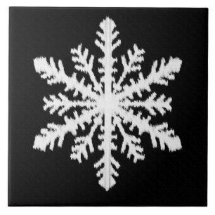 Azulejo De Cerâmica Floco de Neve Ikat - Preto e branco