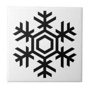 Azulejo De Cerâmica Floco de neve preto & branco