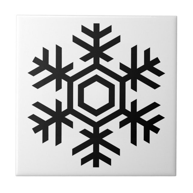 Azulejo De Cerâmica Floco de neve preto e branco (Frente)