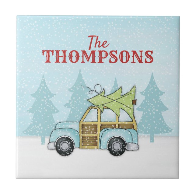 Azulejo De Cerâmica Floco de Neve Snowflake de Árvore de Natal Persona (Frente)