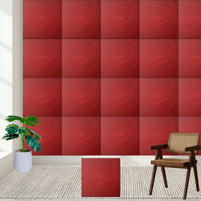 Azulejo De Cerâmica Floco de Neve Vermelho Elegante (Elegant Red Christmas Snowflake Sparkle Ceramic Tile)