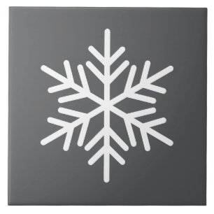 Azulejo De Cerâmica Floco Nórdico Branco Festivo Floco De Neve Em Cinz