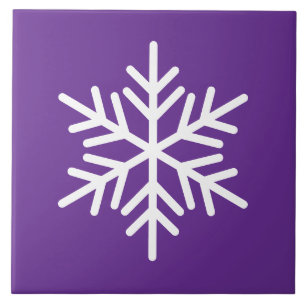 Azulejo De Cerâmica Floco Nórdico Branco Festivo Floco De Neve Em Roxo