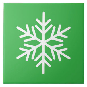 Azulejo De Cerâmica Floco Nórdico Branco Festivo Floco de Neve Verde B