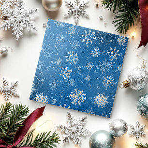 Azulejo De Cerâmica Flocos de Neve Azuis Clássico Inverno Branco