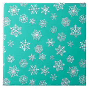 Azulejo De Cerâmica Flocos de neve brancos de 3 d sobre um fundo de tu