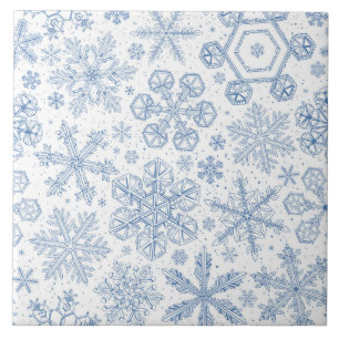 Azulejo De Cerâmica Flocos de neve de cinza esbranquiçados