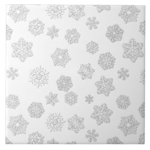 Azulejo De Cerâmica Flocos de neve do branco 3 d em um fundo branco