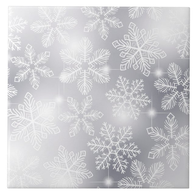 Azulejo De Cerâmica Flocos de neve e luzes (Frente)