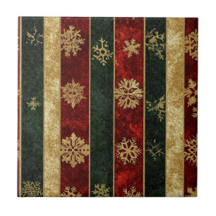 Azulejo De Cerâmica Flocos de Neve em Dourado Brilhante em Listras Ver