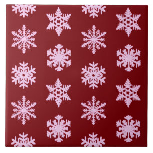 Azulejo De Cerâmica Flocos de neve Ikat - Vinho Borgonha e Rosa