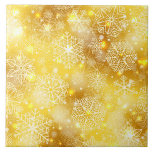 Azulejo De Cerâmica Flocos de neve no ouro
