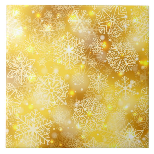 Azulejo De Cerâmica Flocos de neve no ouro (Frente)