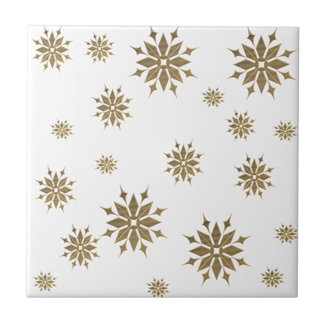 Azulejo De Cerâmica Flocos de neve ouro (Frente)