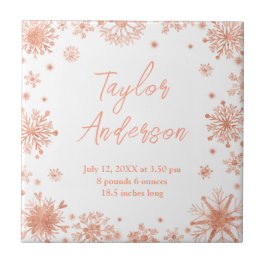 Azulejo De Cerâmica Flocos de neve rosa Dourados em Chapéus Brancos