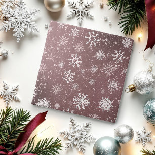 Azulejo De Cerâmica Flocos de Neve Rosa Poente Elegante Festa de Inver