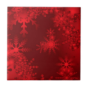 Azulejo De Cerâmica Flocos de neve vermelhos