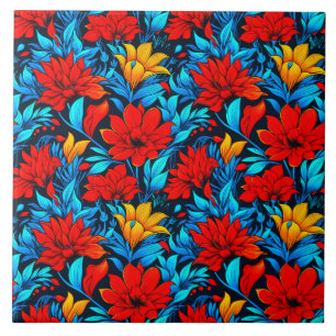 Azulejo De Cerâmica Flor Amarelo Floral Padrão-13075