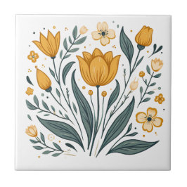 Azulejo De Cerâmica Flor Amarelo Sunny