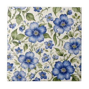 Azulejo De Cerâmica Flor azul sem costura