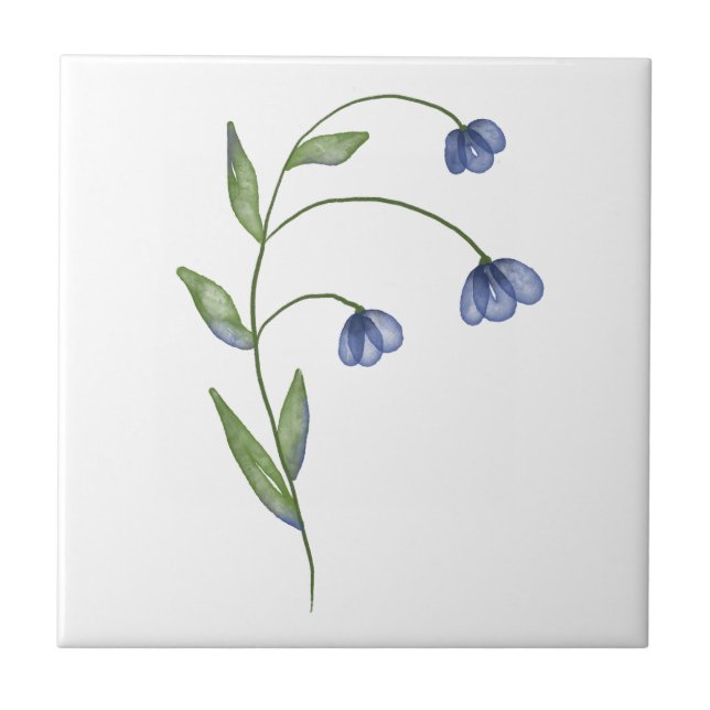Azulejo De Cerâmica flor azul simples (Frente)