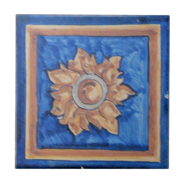 Azulejo De Cerâmica Flor/azulejo espanhol de Sun (Frente)