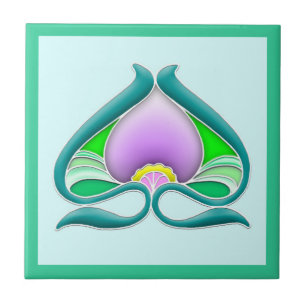 Azulejo De Cerâmica Flor bonita de Nouveau da arte