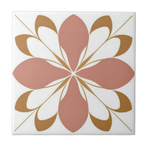 Azulejo De Cerâmica Flor branca, castanha e rosa