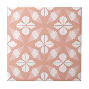Azulejo De Cerâmica Flor branco e rosa