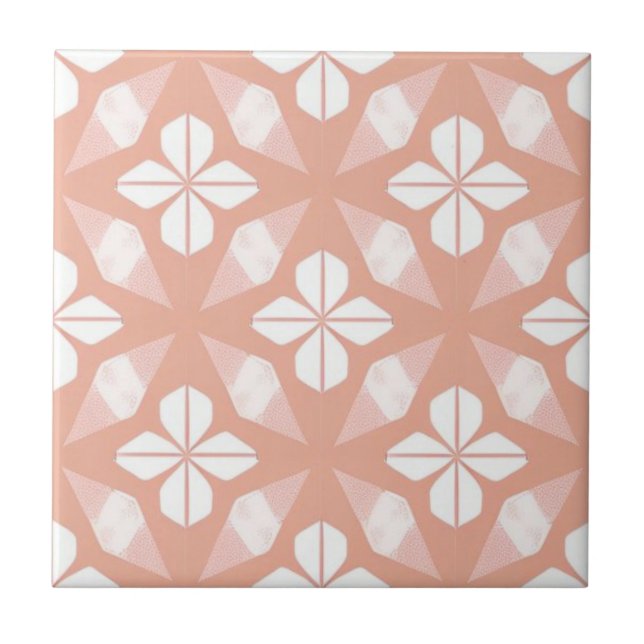 Azulejo De Cerâmica Flor branco e rosa (Frente)