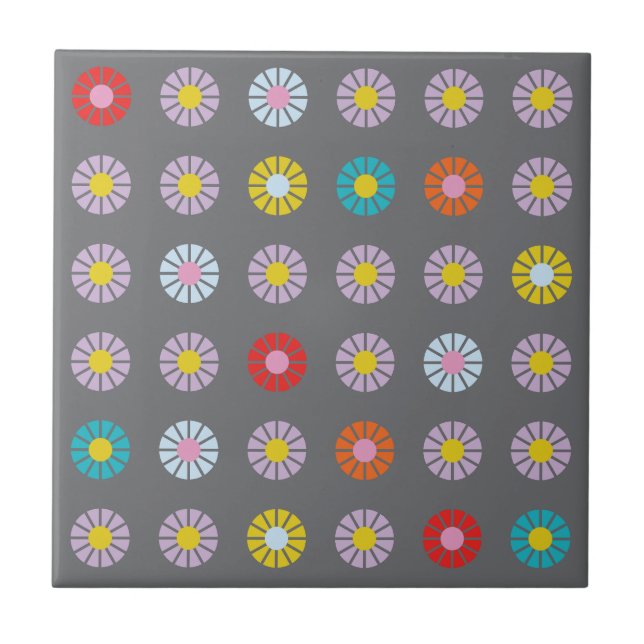 Azulejo De Cerâmica Flor Colorida Retroativa (Frente)