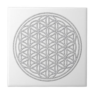 Azulejo De Cerâmica FLOR DA VIDA - branco