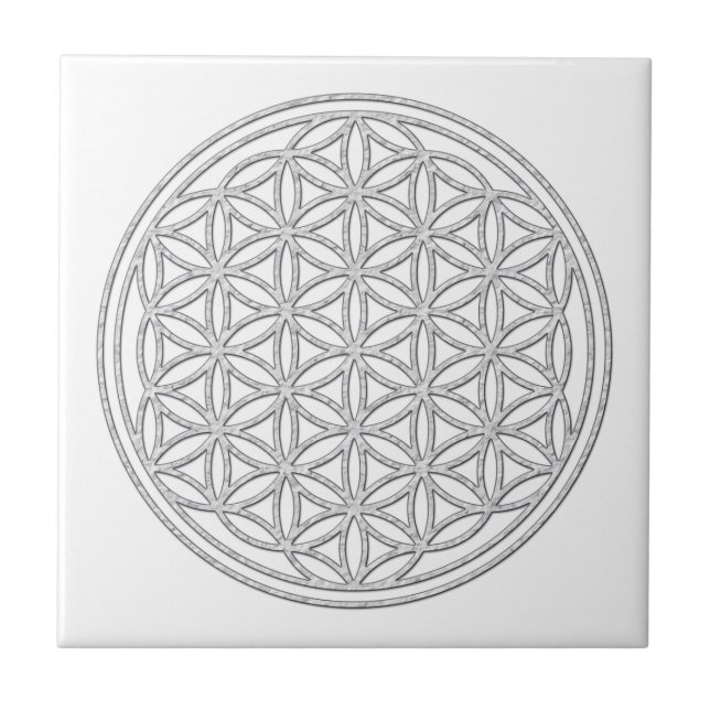 Azulejo De Cerâmica FLOR DA VIDA - branco (Frente)