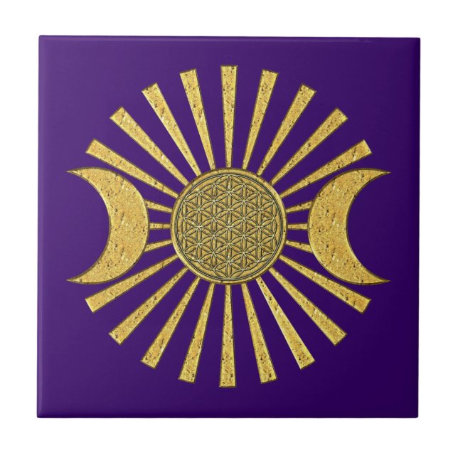 Azulejo De Cerâmica Flor da vida com lua (Frente)