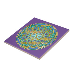 Azulejo De Cerâmica FLOR DA VIDA - Design de Geometria Sagrada 1