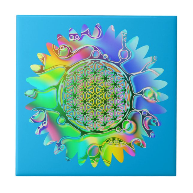 Azulejo De Cerâmica Flor da Vida - Flor Geométrica 5 (Frente)