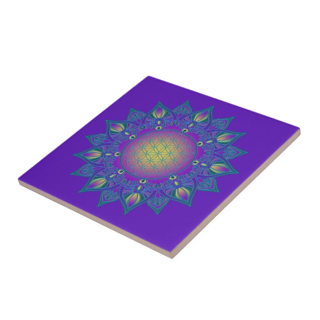 Azulejo De Cerâmica Flor Da Vida - Índia Mandala 3 (Lateral)