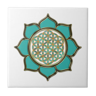 Azulejo De Cerâmica FLOR DA VIDA - LENTO oceano verde