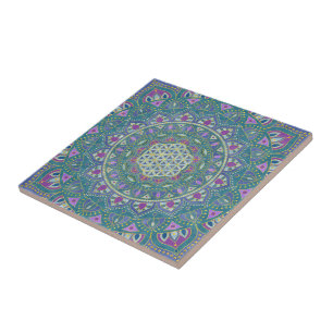 Azulejo De Cerâmica Flor da Vida - Mandala Estilo Índia 1