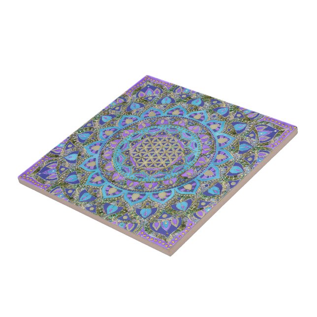 Azulejo De Cerâmica Flor Da Vida - Mandala Estilo Índia 2 (Lateral)
