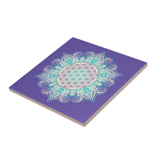 Azulejo De Cerâmica Flor da Vida - Mandala Indiana 2 (Lateral)