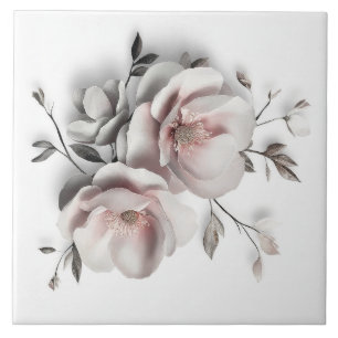 Azulejo De Cerâmica Flor de 3 D White Blush
