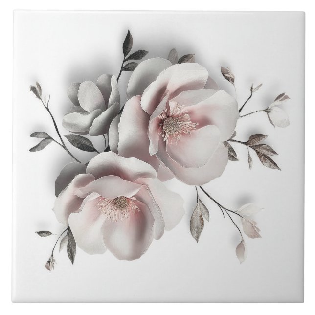 Azulejo De Cerâmica Flor de 3 D White Blush (Frente)