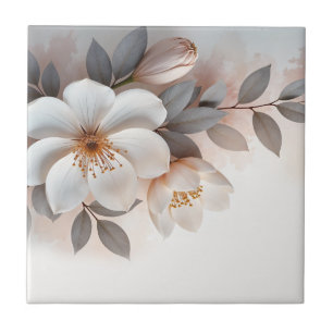 Azulejo De Cerâmica Flor de 3 D White Blush