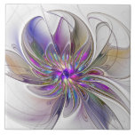 Azulejo De Cerâmica Flor de Arte Abstrato, Enérgica e Colorida<br><div class="desc">Flor de fantasia única e decorativa. Design para seu azulejo cerâmico e muito mais.</div>